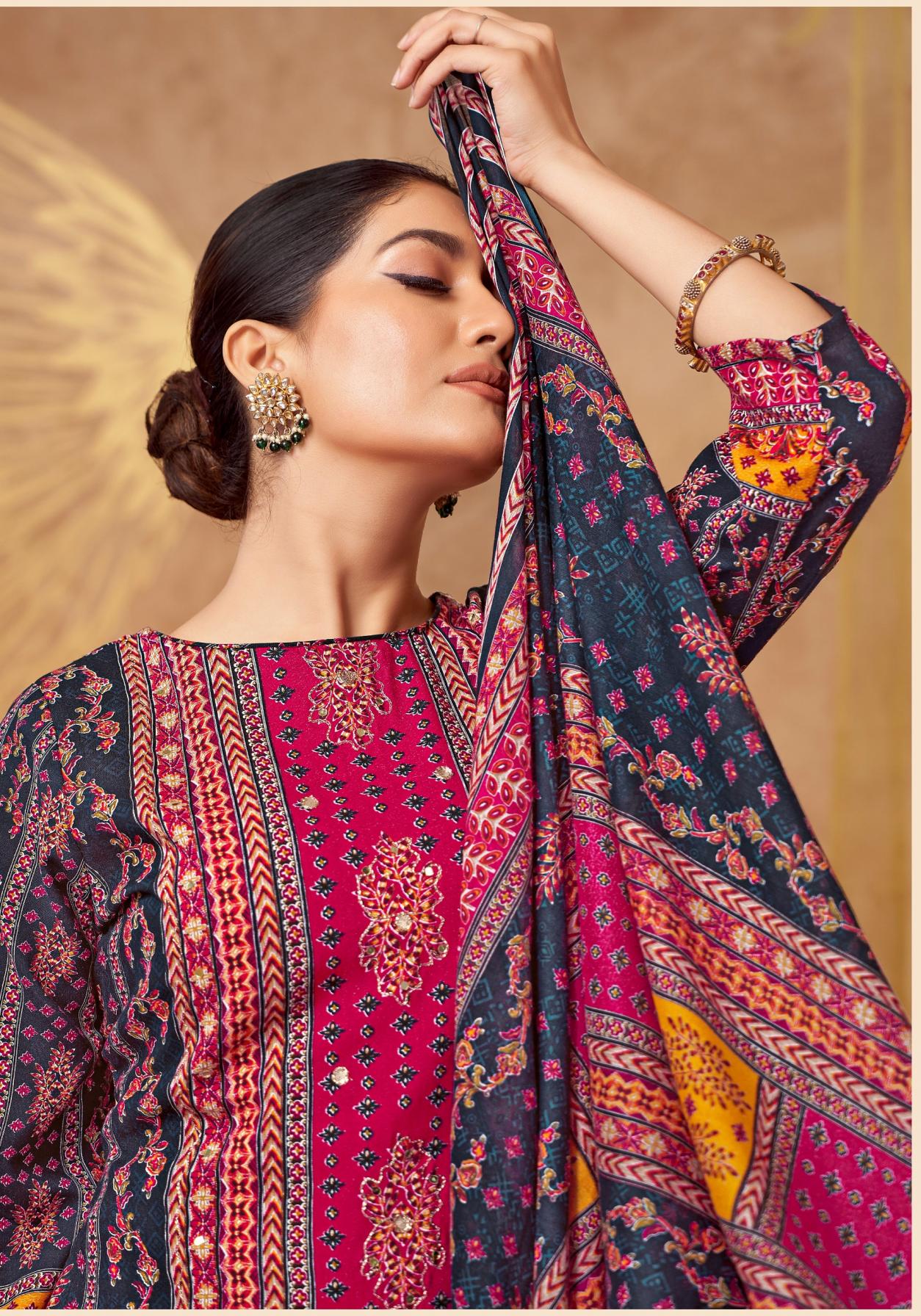 ALOK SUIT PRESENT SANA NOOR VOL 2 REYON EXCLUSIVE PRINT HAND WORKED SALWAR KAMEEZ