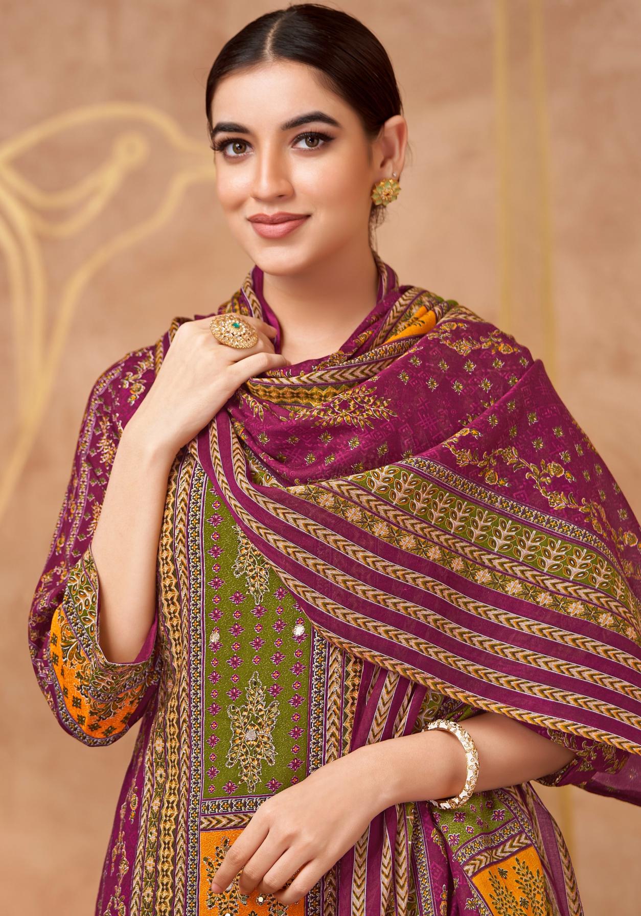 ALOK SUIT PRESENT SANA NOOR VOL 2 REYON EXCLUSIVE PRINT HAND WORKED SALWAR KAMEEZ