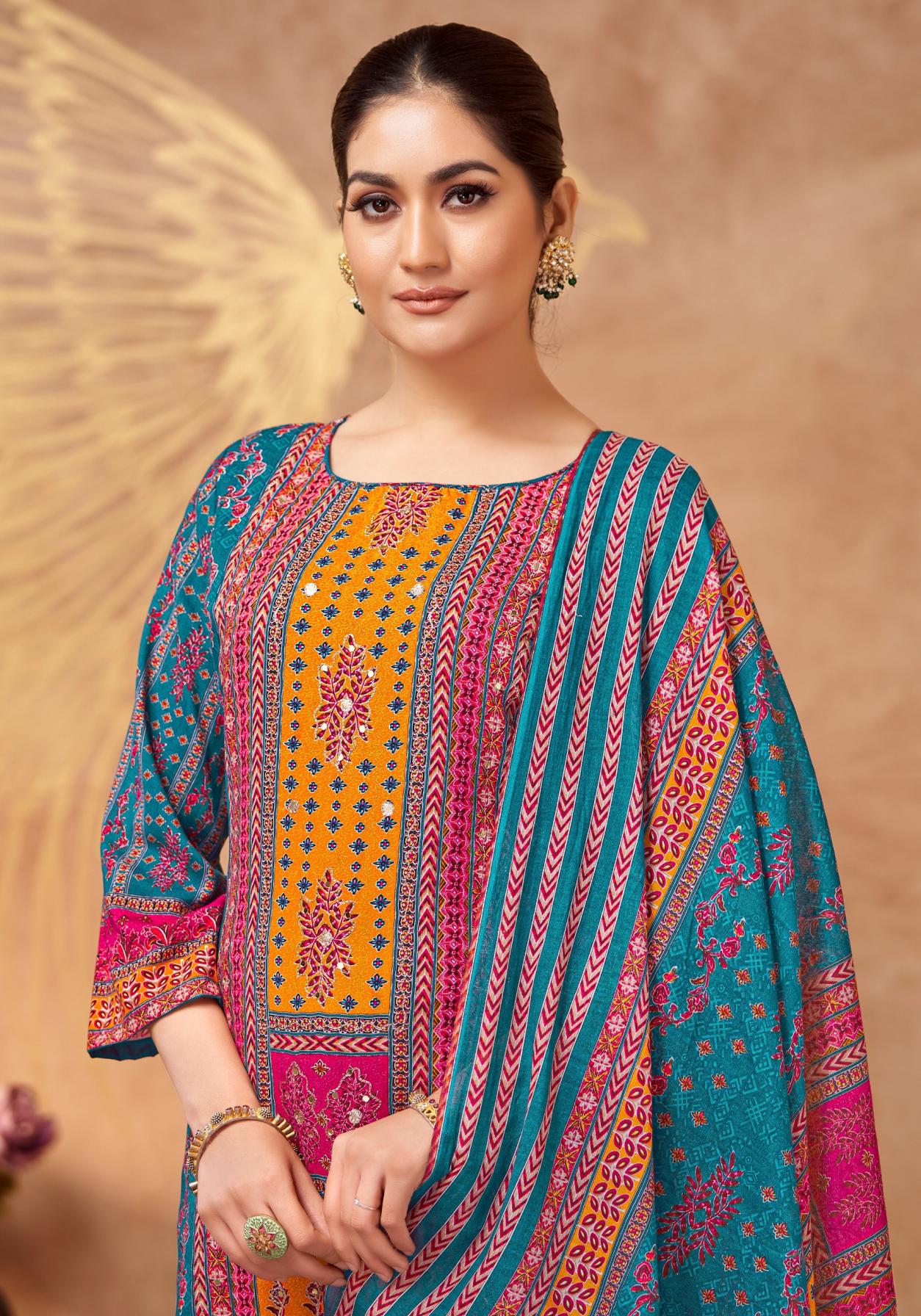 ALOK SUIT PRESENT SANA NOOR VOL 2 REYON EXCLUSIVE PRINT HAND WORKED SALWAR KAMEEZ