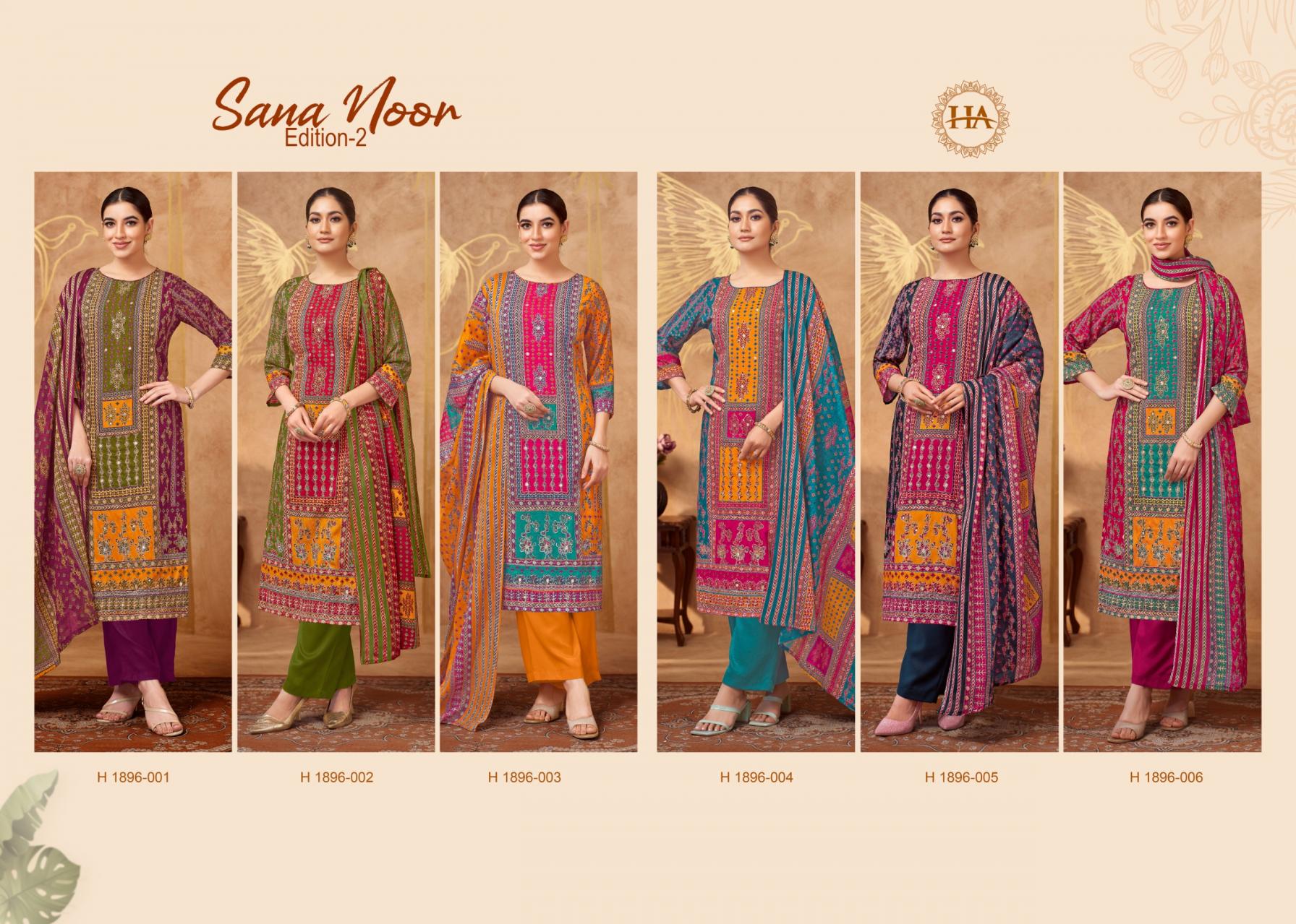 ALOK SUIT PRESENT SANA NOOR VOL 2 REYON EXCLUSIVE PRINT HAND WORKED SALWAR KAMEEZ