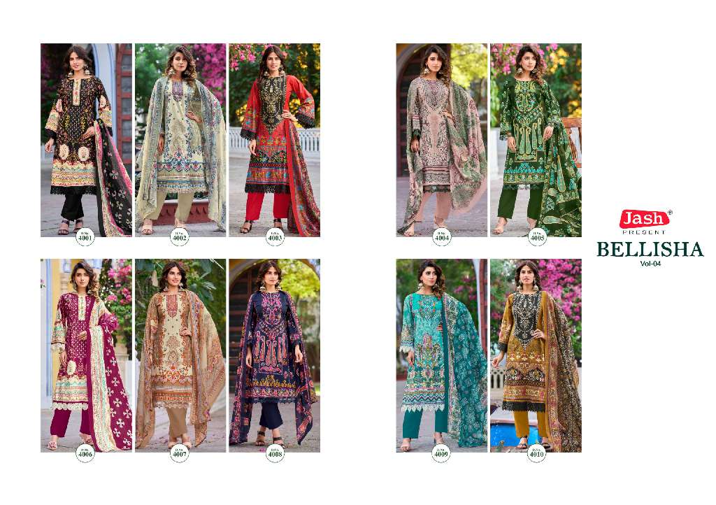 Jash Belliza Vol-4 Wholesale Pure Cotton Fabrics Printed Dress Material