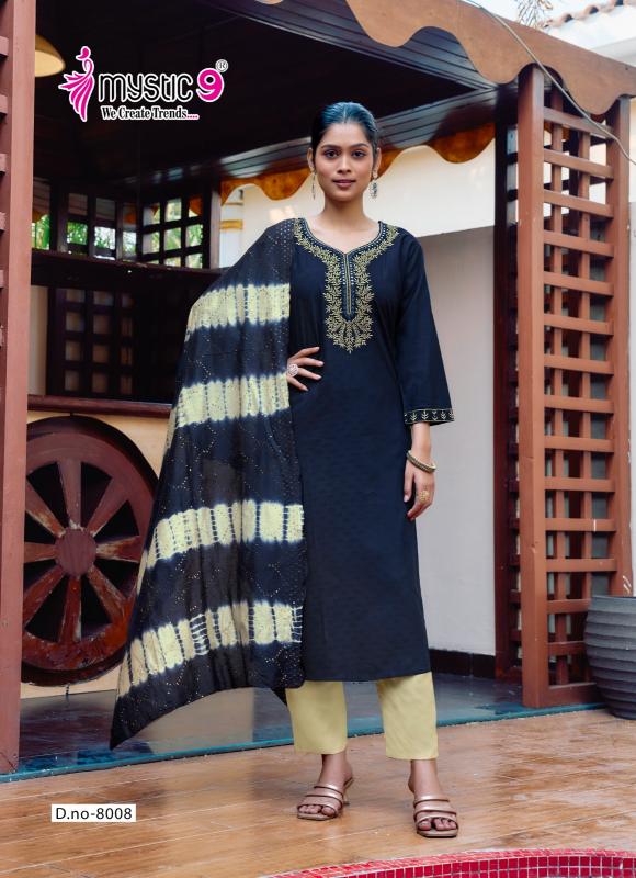 DOLLY VOL 8 BY MYSTIC 9 RAYON DOBBY FULLY STITCH CASUAL 3PCS DRESS