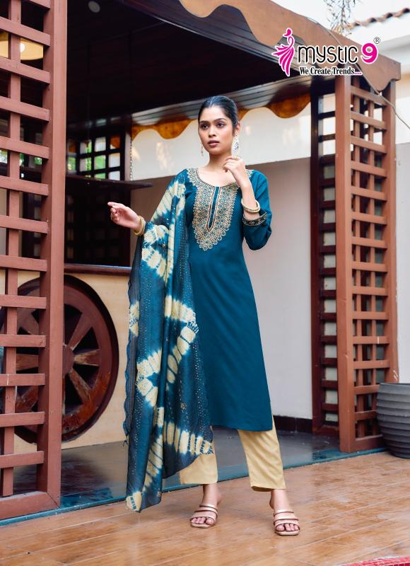 DOLLY VOL 8 BY MYSTIC 9 RAYON DOBBY FULLY STITCH CASUAL 3PCS DRESS