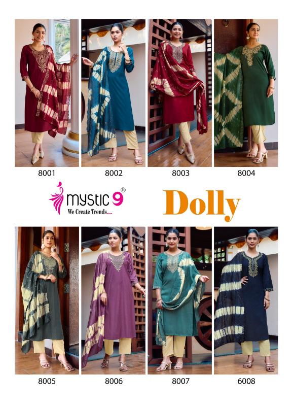 DOLLY VOL 8 BY MYSTIC 9 RAYON DOBBY FULLY STITCH CASUAL 3PCS DRESS