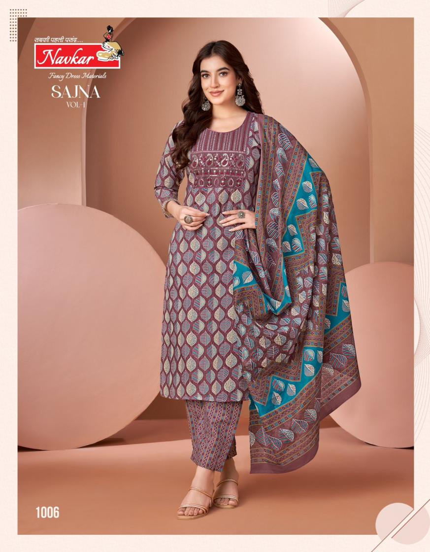 NAVKAR SAJNA VOL 1 COTTON PRINT READYMADE CASUAL SUIT FOR WOMENS