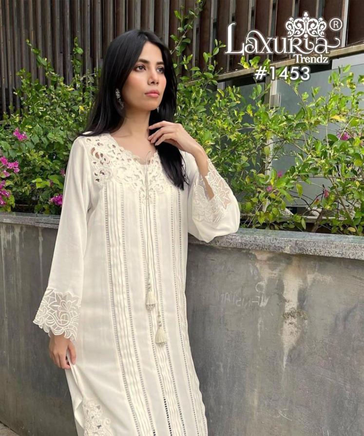 1453 BY LAXURIA TRENDZ VELOUR READYMADE GORGEOUS PAKISTANI KURTI PANT DUPATTA