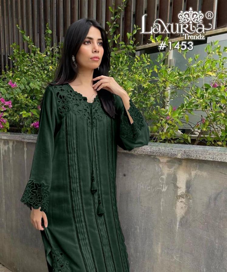 1453 BY LAXURIA TRENDZ VELOUR READYMADE GORGEOUS PAKISTANI KURTI PANT DUPATTA