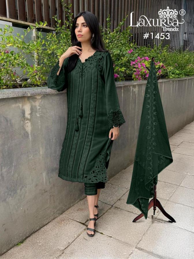1453 BY LAXURIA TRENDZ VELOUR READYMADE GORGEOUS PAKISTANI KURTI PANT DUPATTA
