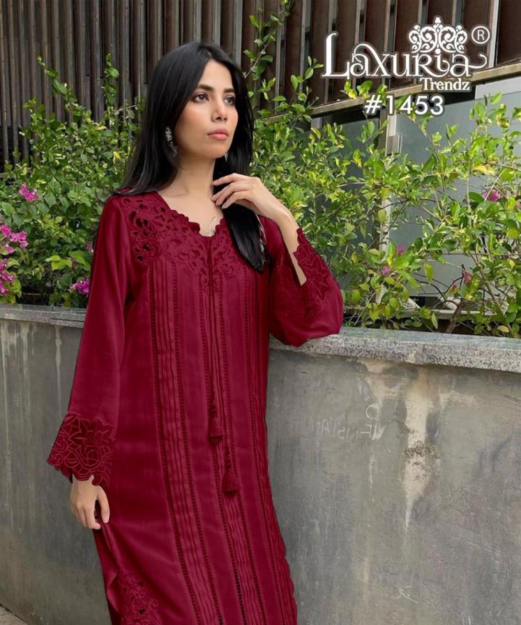 1453 BY LAXURIA TRENDZ VELOUR READYMADE GORGEOUS PAKISTANI KURTI PANT DUPATTA
