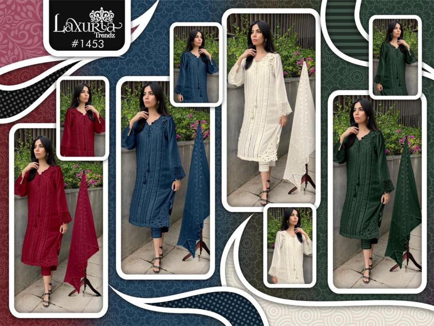 1453 BY LAXURIA TRENDZ VELOUR READYMADE GORGEOUS PAKISTANI KURTI PANT DUPATTA