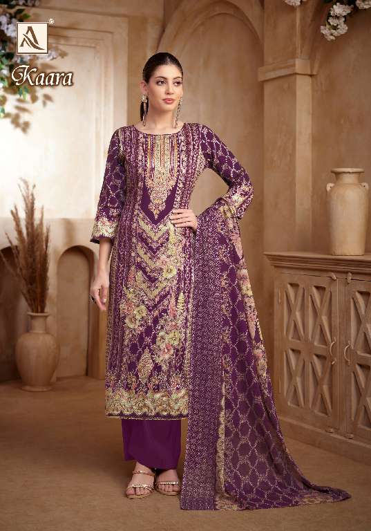 ALOK SUITS KAARA WHOLESALE PURE ZAM COTTON FANCY PRINT WITH HAND WORK CLASSIC DRESS MATERIAL