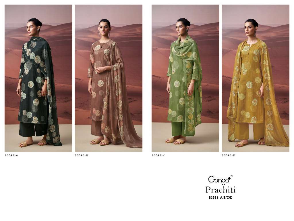 GANGA PRACHITI S3593 WHOLESALE PREMIUM COTTON PRINTED WITH HAND WORK BEAUTIFUL DERSS