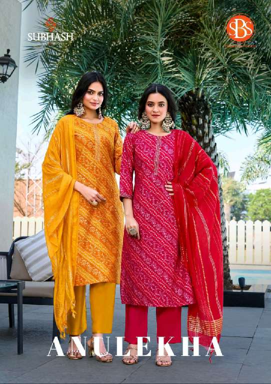 SBS By Subhash Anulekha Wholesale Chanderi Top With Pant And Dupatta