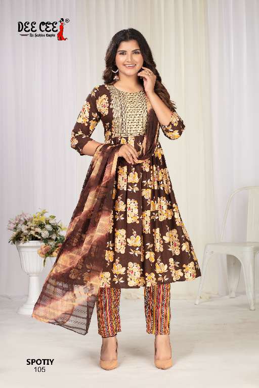 DEE CEE SPOTIY WHOLESALE RAYON FOIL PRINTED DESIGNER SUITS