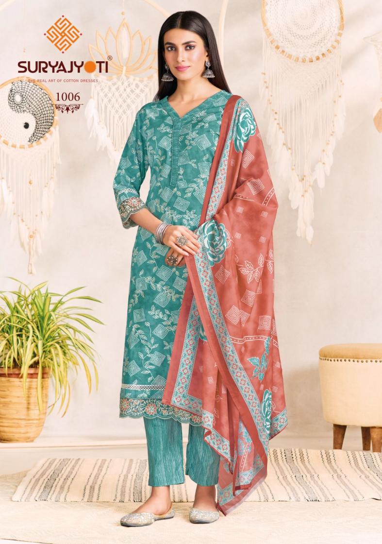 BLOSSOM VOL 1 BY SURYAJYOTI COTTON CASUAL WEAR FULL STITCH BIG SIZE LADIES SUITS