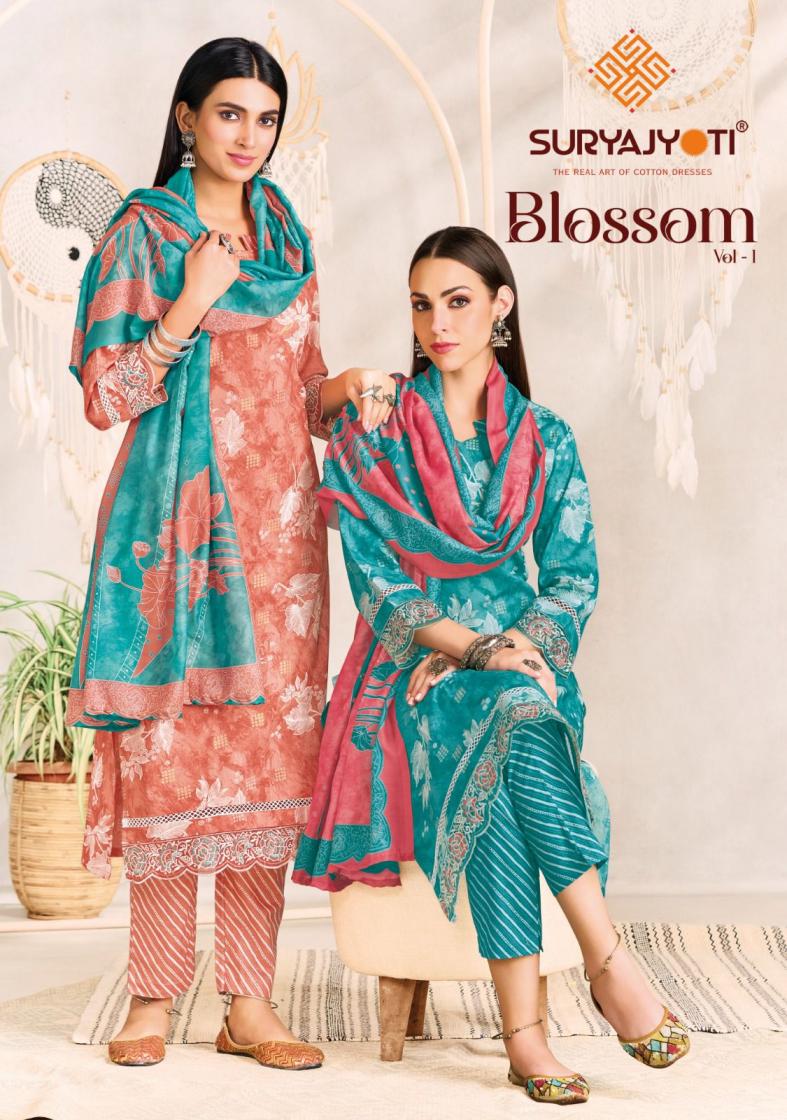 BLOSSOM VOL 1 BY SURYAJYOTI COTTON CASUAL WEAR FULL STITCH BIG SIZE LADIES SUITS