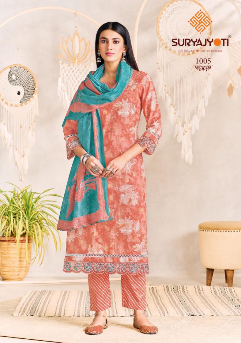 BLOSSOM VOL 1 BY SURYAJYOTI COTTON CASUAL WEAR FULL STITCH BIG SIZE LADIES SUITS