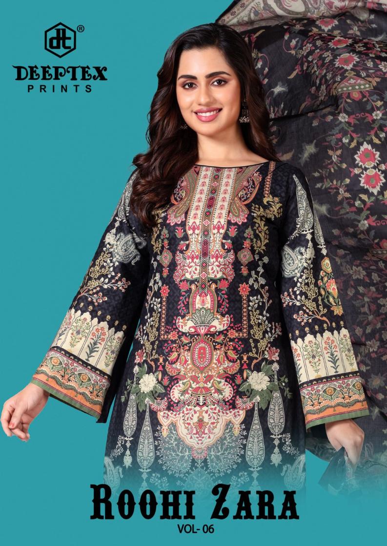 DEEPTEX PRINTS ROOHI ZARA VOL 6 COTTON LAWN UNSTITCH PAKISTANI FANCY DRESS MATERIAL