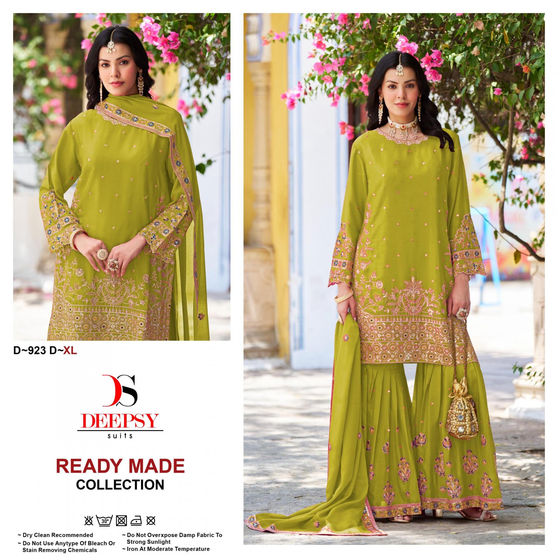 DEEPSY SUITS D-923 READYMADE CHINON ETHNIC PAKISTANI PLAZZO KURTI WITH DUPATTA