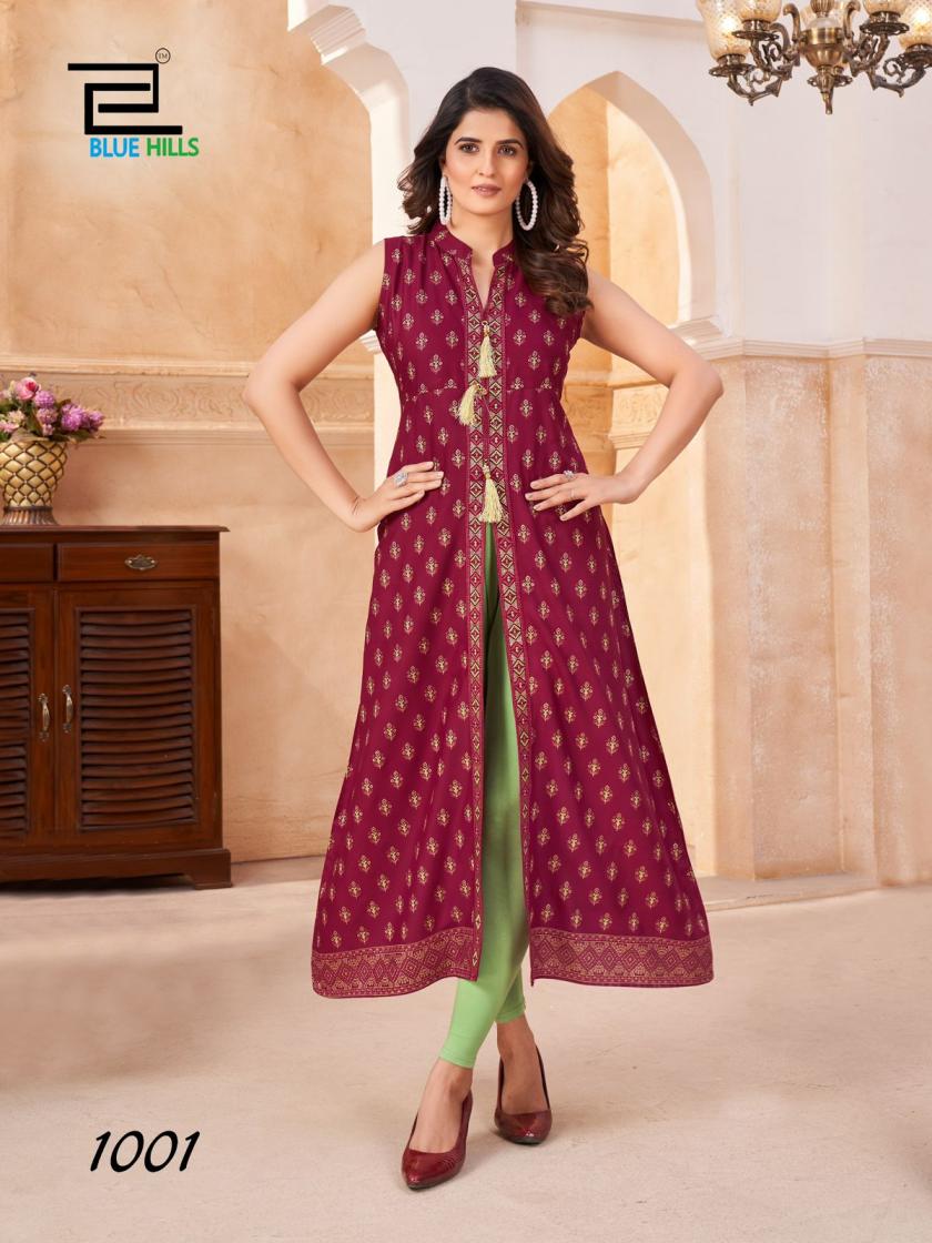 BLUE HILLS PRESENT CAT WALK RAYON CENTER CUT BEAUTIFUL PLUS SIZE KURTI