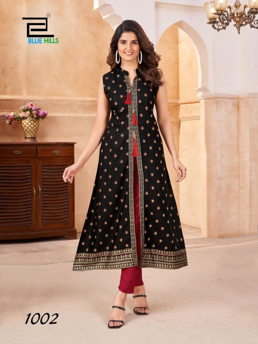 BLUE HILLS PRESENT CAT WALK RAYON CENTER CUT BEAUTIFUL PLUS SIZE KURTI