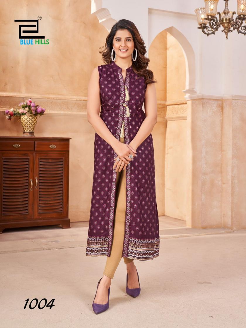 BLUE HILLS PRESENT CAT WALK RAYON CENTER CUT BEAUTIFUL PLUS SIZE KURTI