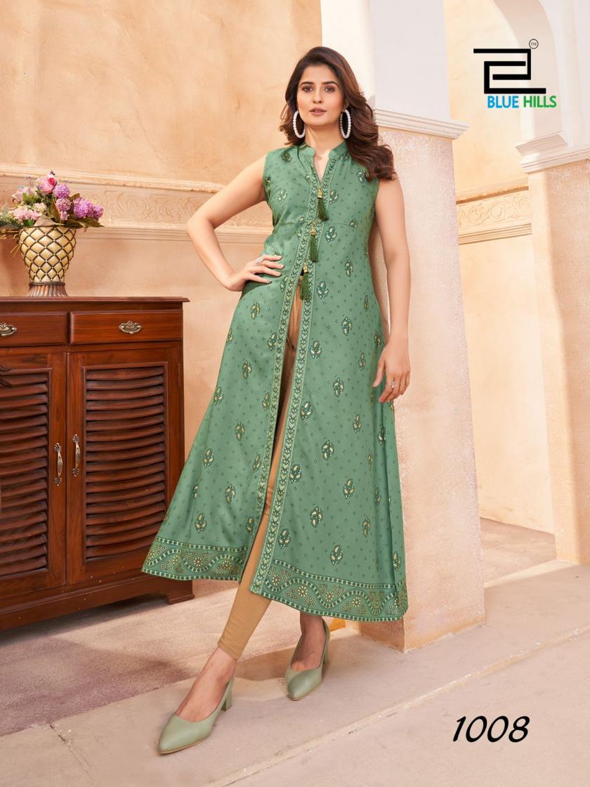 BLUE HILLS PRESENT CAT WALK RAYON CENTER CUT BEAUTIFUL PLUS SIZE KURTI
