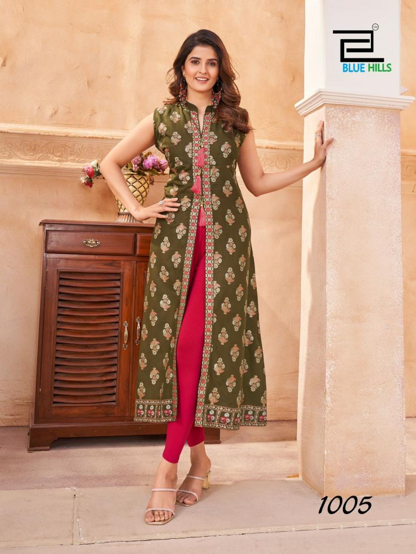 BLUE HILLS PRESENT CAT WALK RAYON CENTER CUT BEAUTIFUL PLUS SIZE KURTI