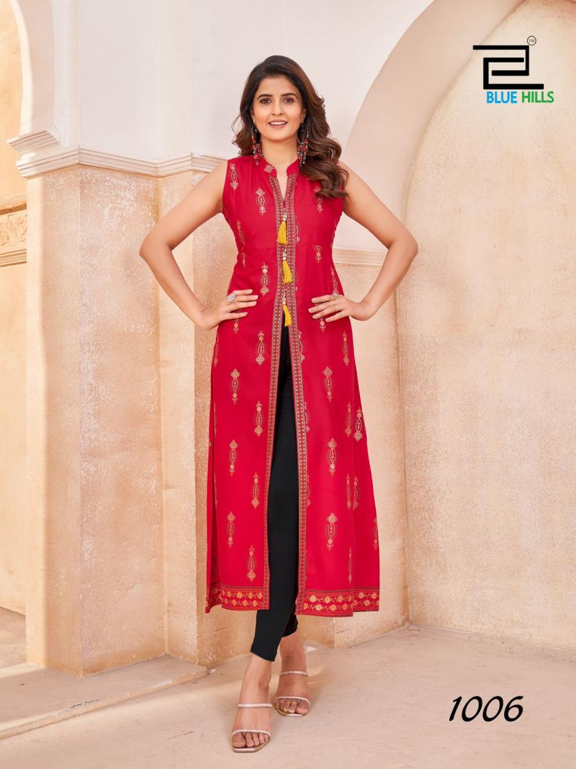 BLUE HILLS PRESENT CAT WALK RAYON CENTER CUT BEAUTIFUL PLUS SIZE KURTI