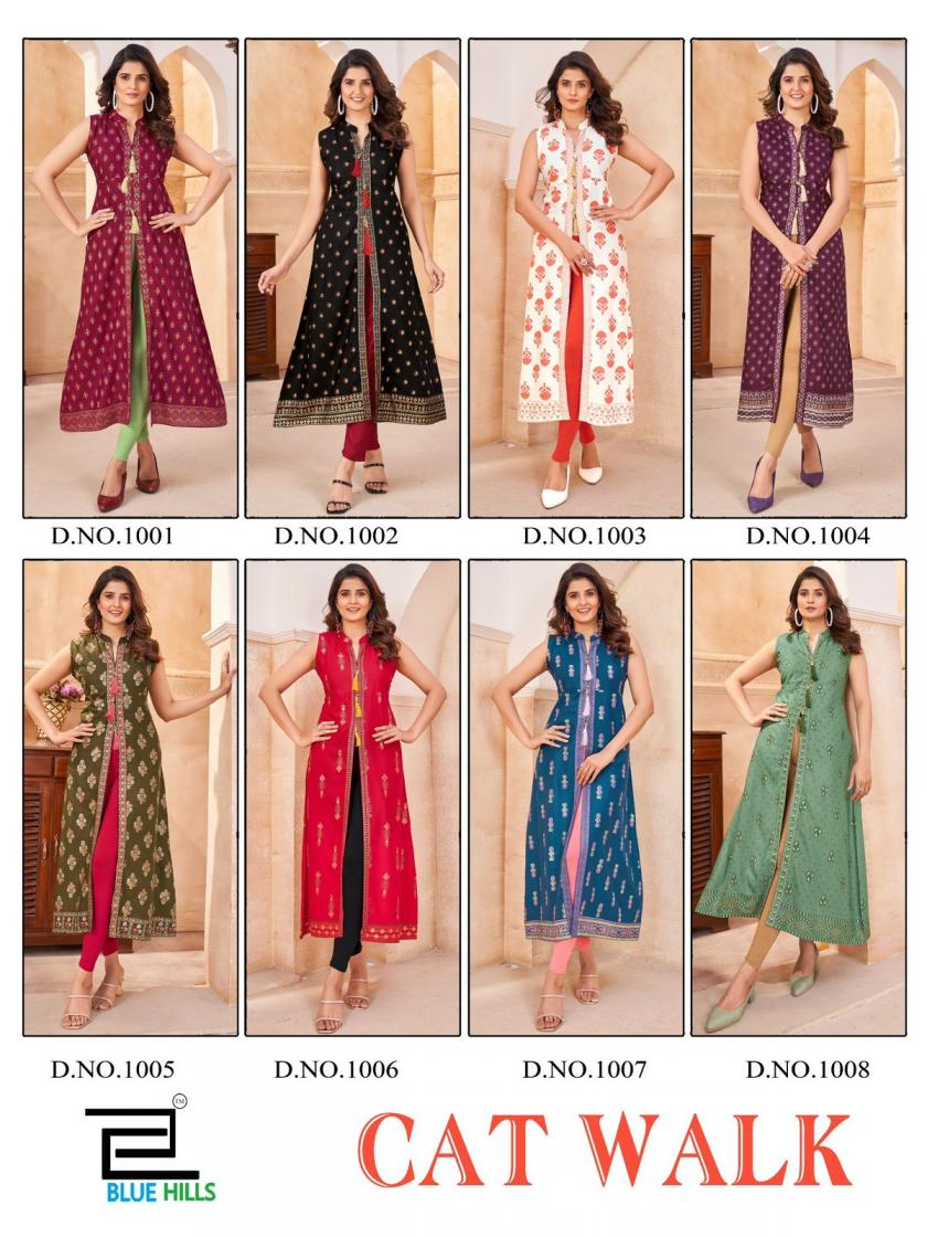 BLUE HILLS PRESENT CAT WALK RAYON CENTER CUT BEAUTIFUL PLUS SIZE KURTI