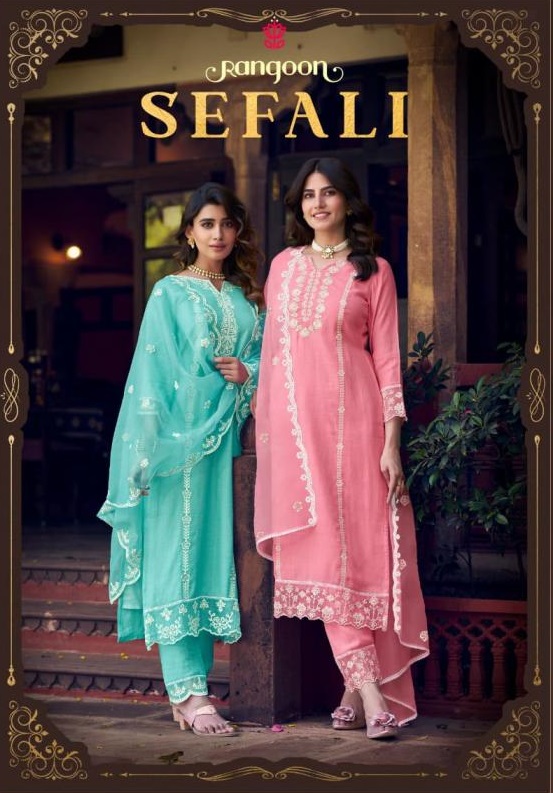 SEFALI BY RANGOON VISCOSE KHADI READYMADE FASHIONABLE SUITS ONLINE