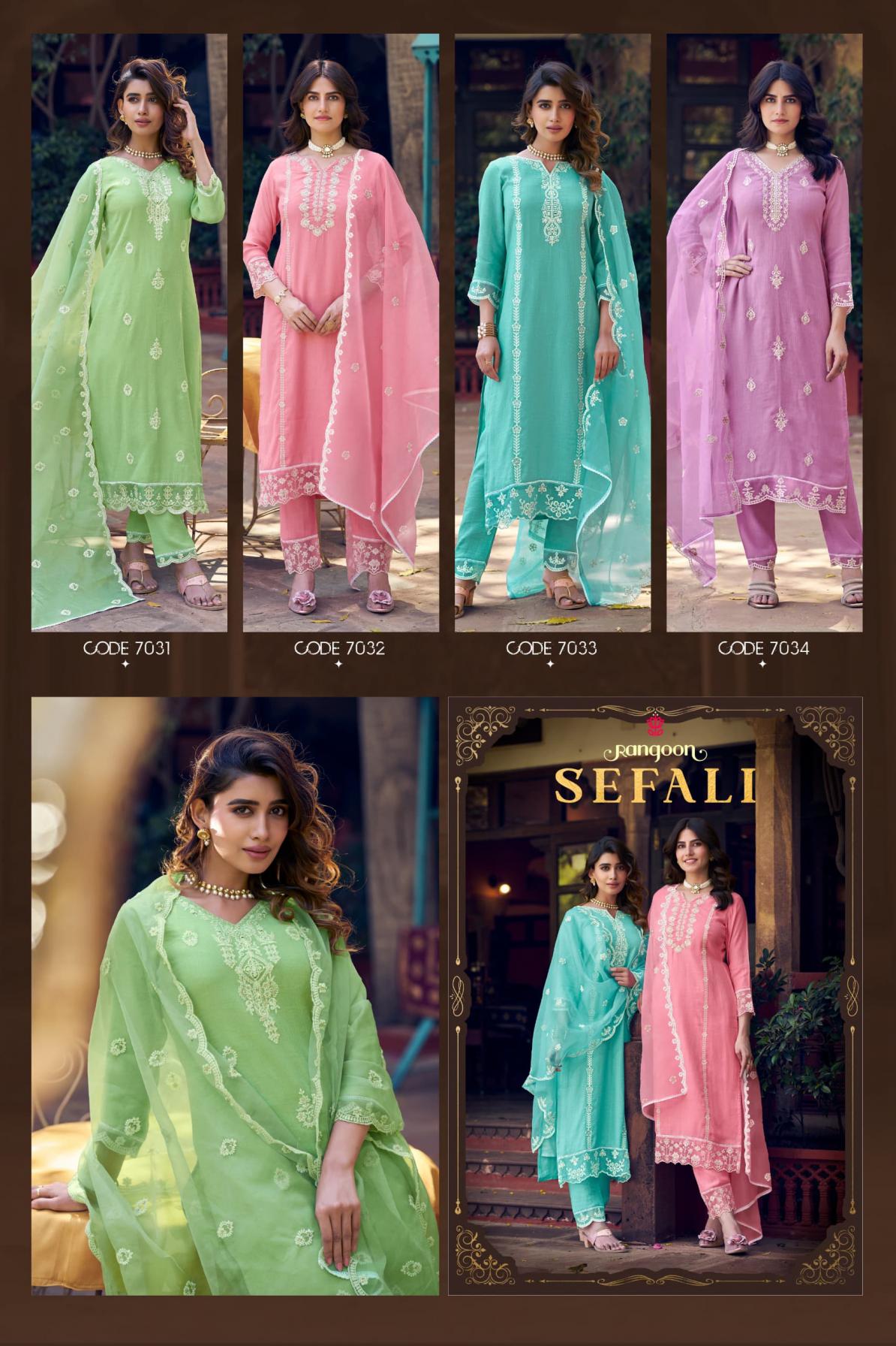 SEFALI BY RANGOON VISCOSE KHADI READYMADE FASHIONABLE SUITS ONLINE