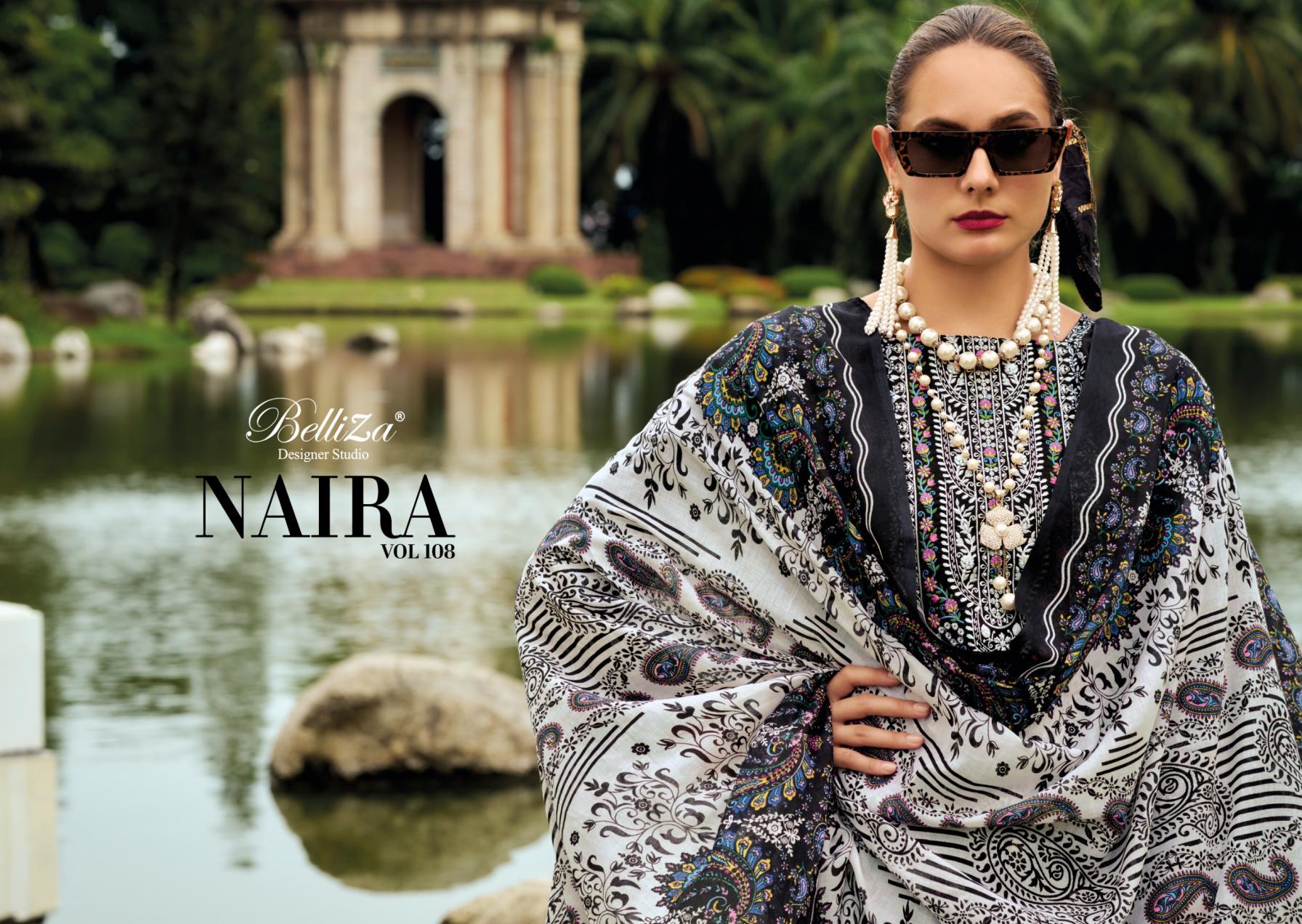 NAIRA VOL 108 BY BELLIZA DESIGNER COTTON MODERN PAKISTANI SUIT FOR WOMENS