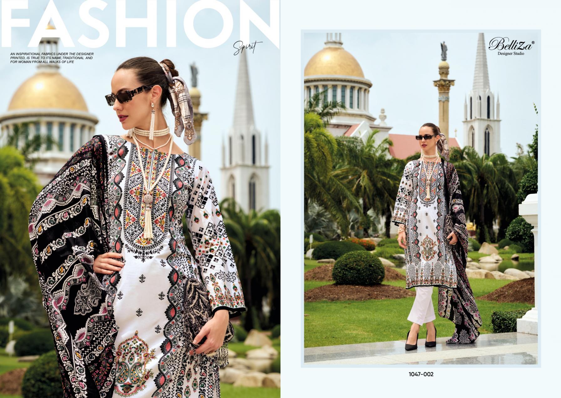 NAIRA VOL 108 BY BELLIZA DESIGNER COTTON MODERN PAKISTANI SUIT FOR WOMENS