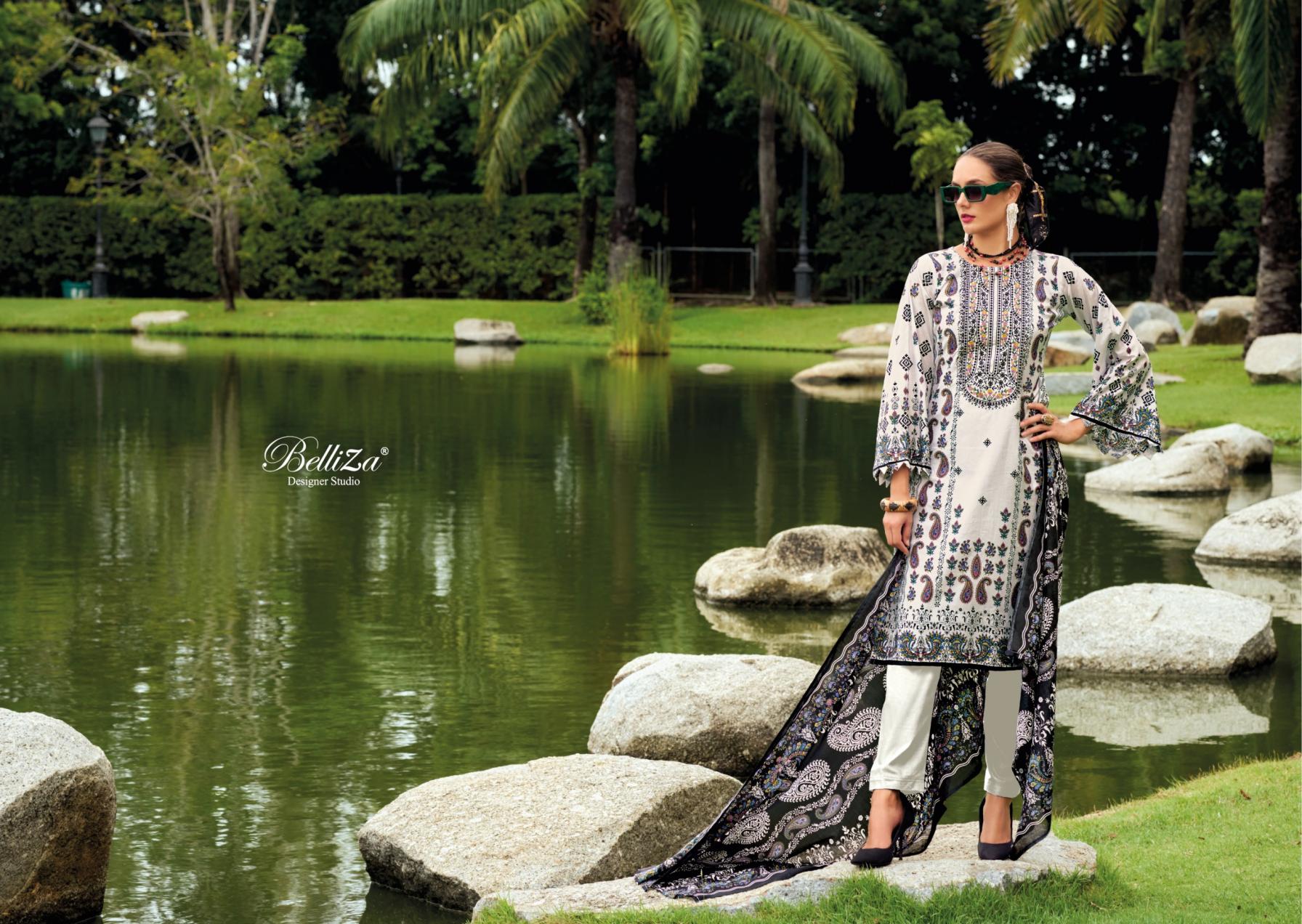 NAIRA VOL 108 BY BELLIZA DESIGNER COTTON MODERN PAKISTANI SUIT FOR WOMENS