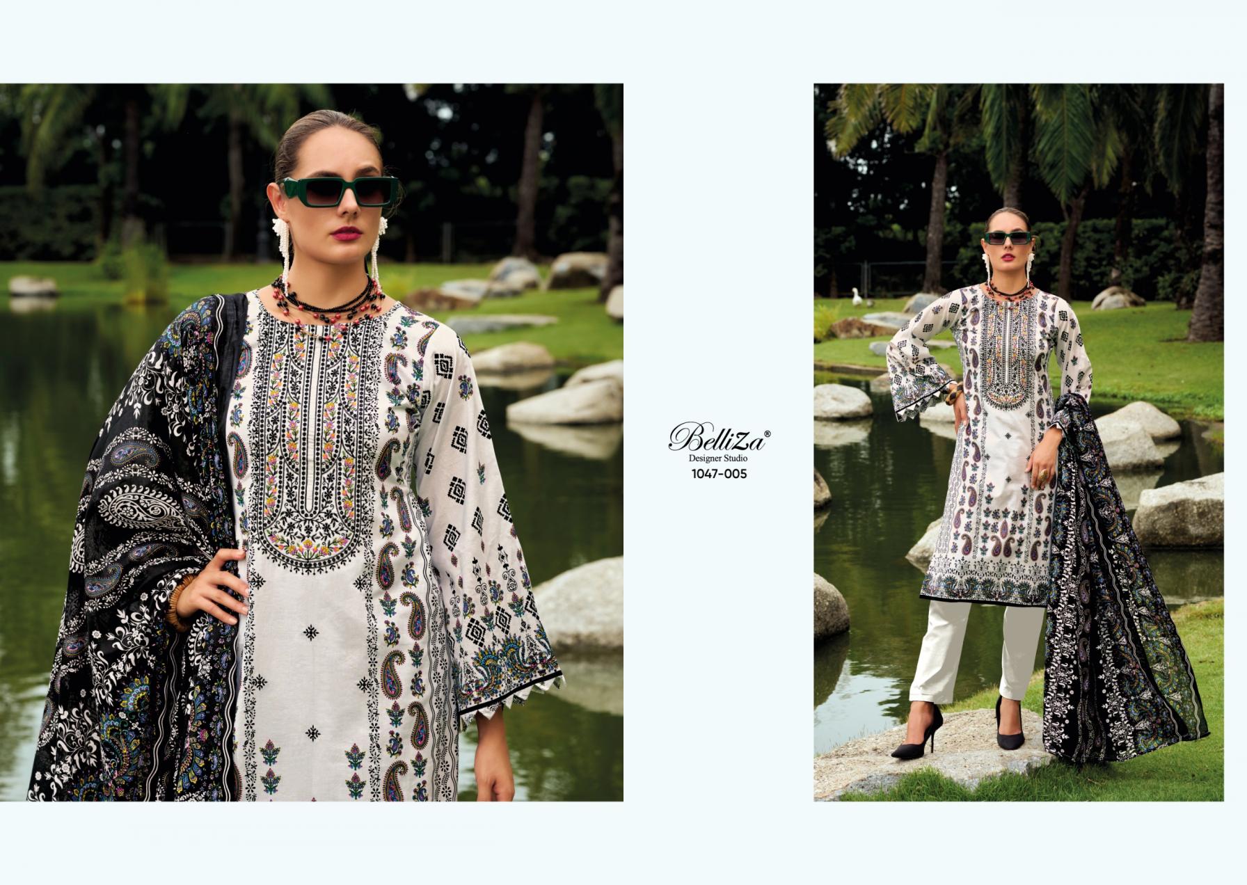 NAIRA VOL 108 BY BELLIZA DESIGNER COTTON MODERN PAKISTANI SUIT FOR WOMENS