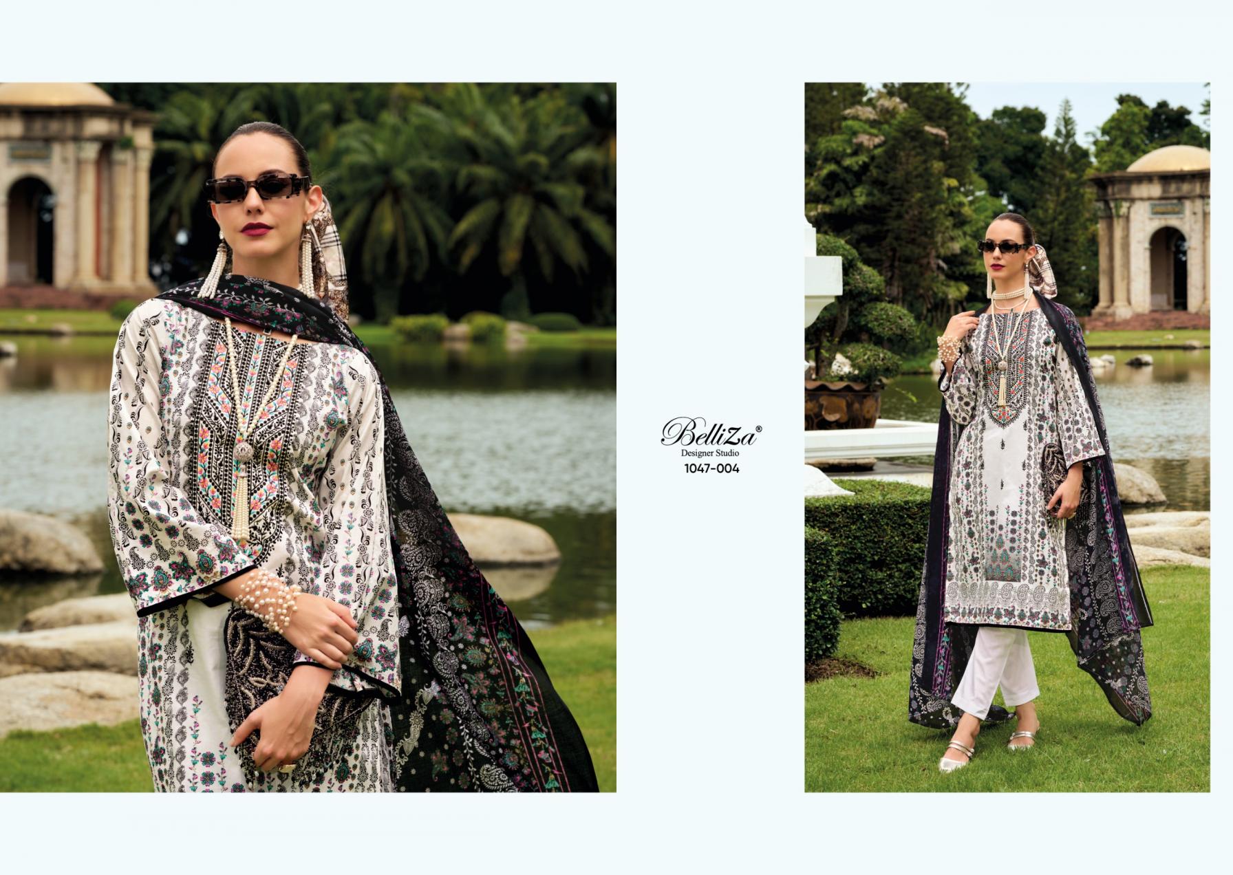 NAIRA VOL 108 BY BELLIZA DESIGNER COTTON MODERN PAKISTANI SUIT FOR WOMENS