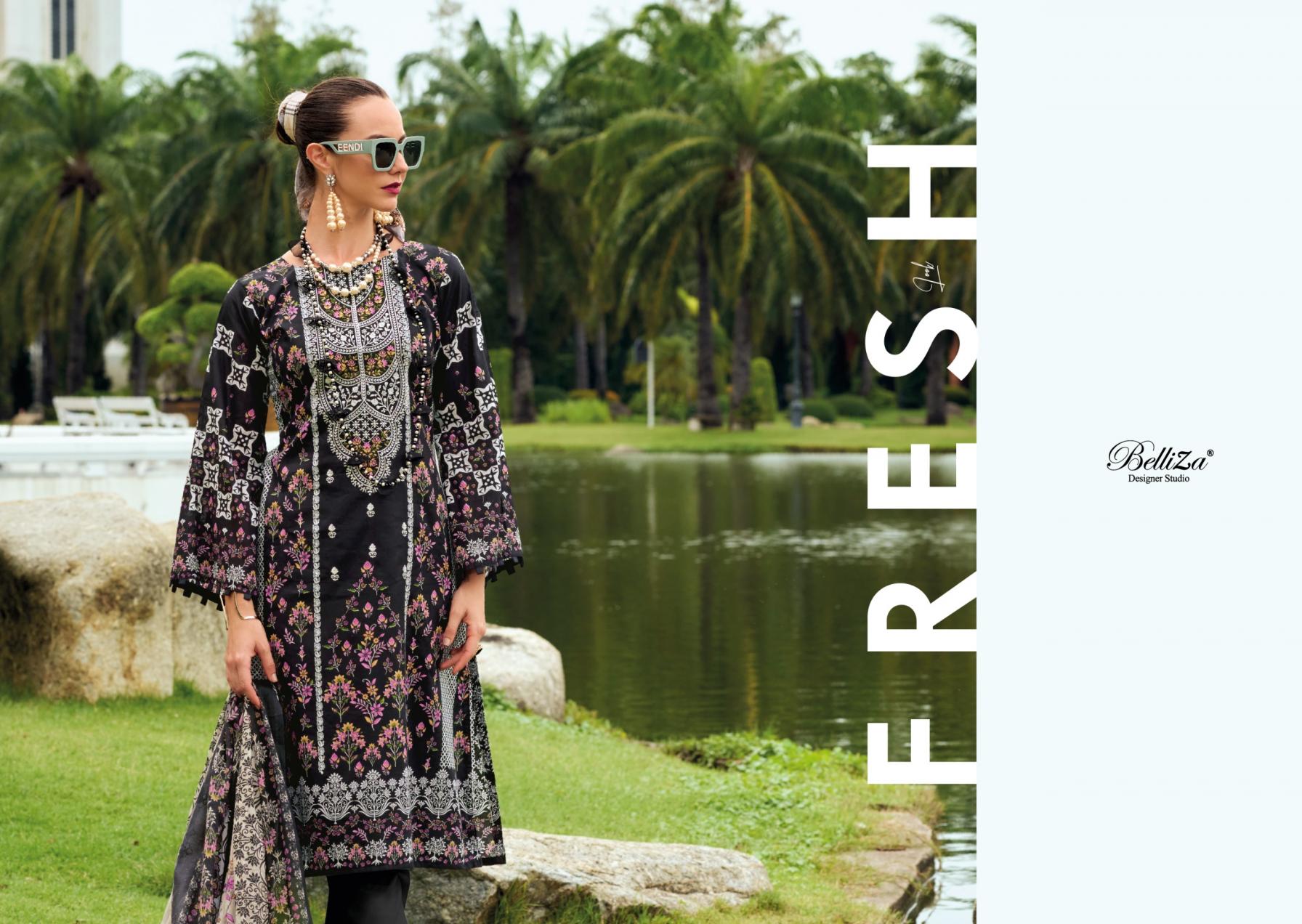 NAIRA VOL 108 BY BELLIZA DESIGNER COTTON MODERN PAKISTANI SUIT FOR WOMENS