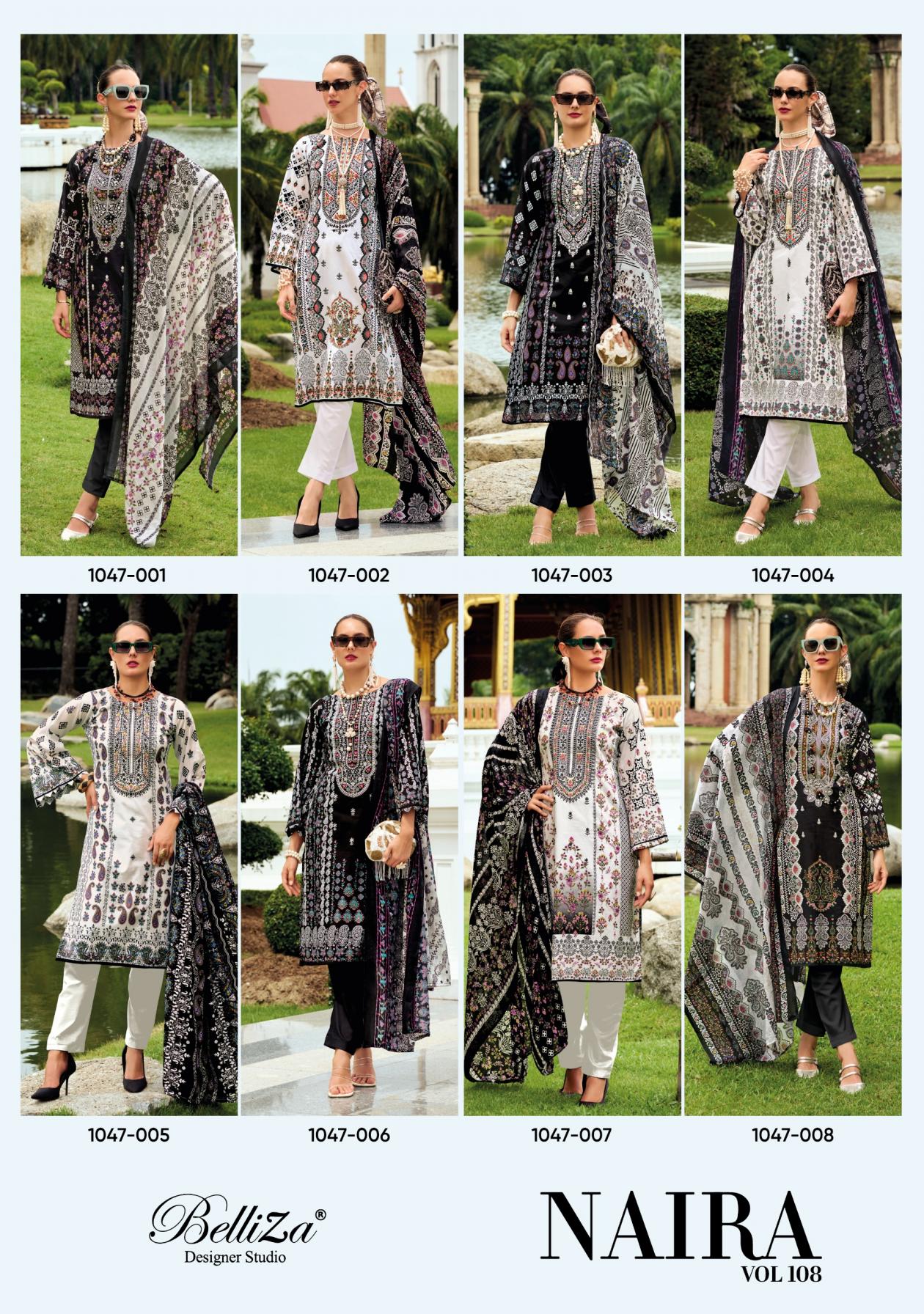 NAIRA VOL 108 BY BELLIZA DESIGNER COTTON MODERN PAKISTANI SUIT FOR WOMENS