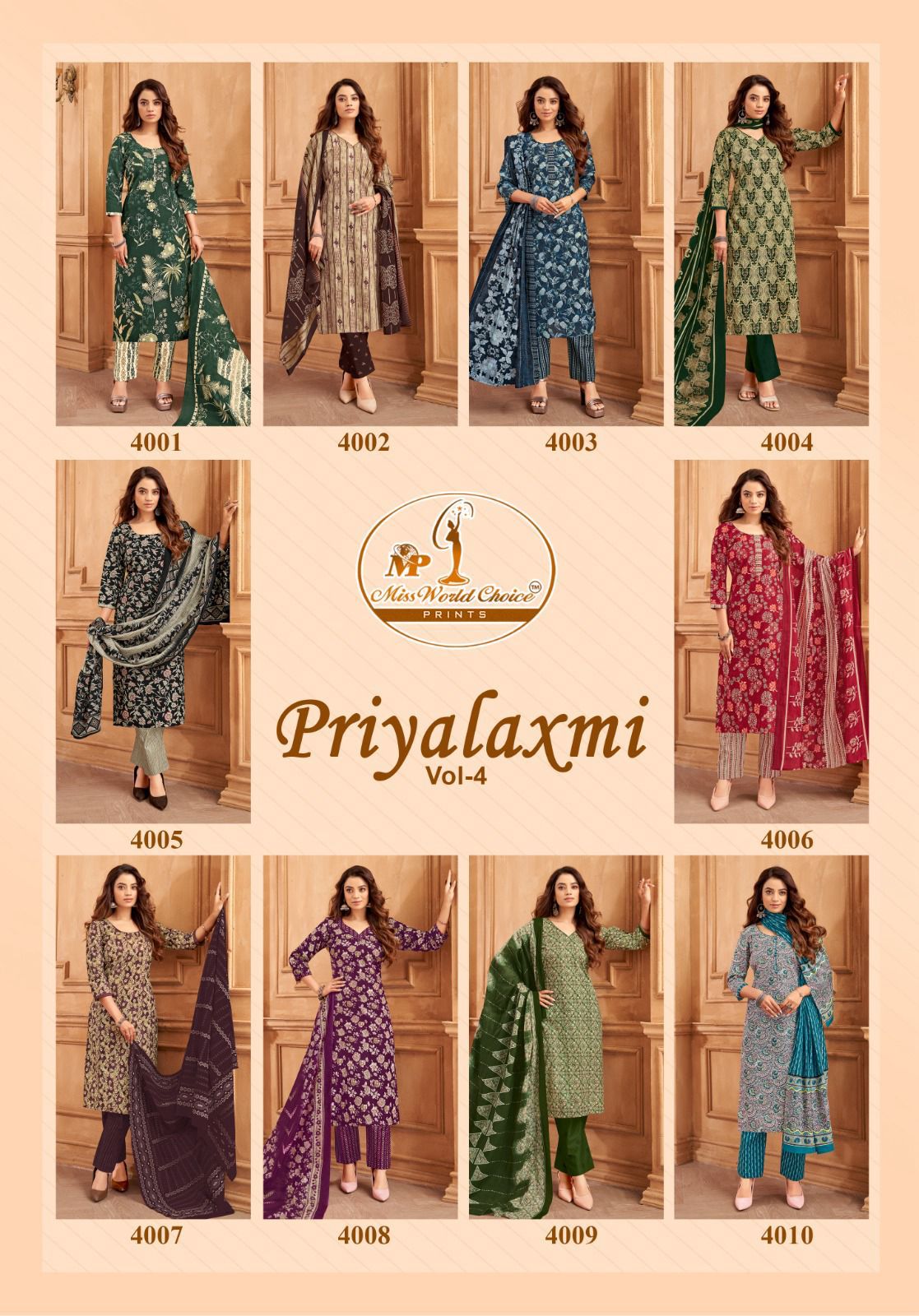Miss World Choice Priyalaxmi Vol-1 Wholesale Pure Cotton Printed Readymade Kurti Pant With Dupatta