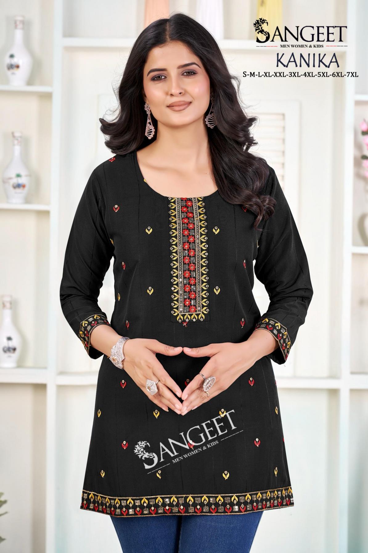 SANGEET KANIKA RAYON POPULAR DESIGN FULLY STITCH SHORT KURTIS ONLINE