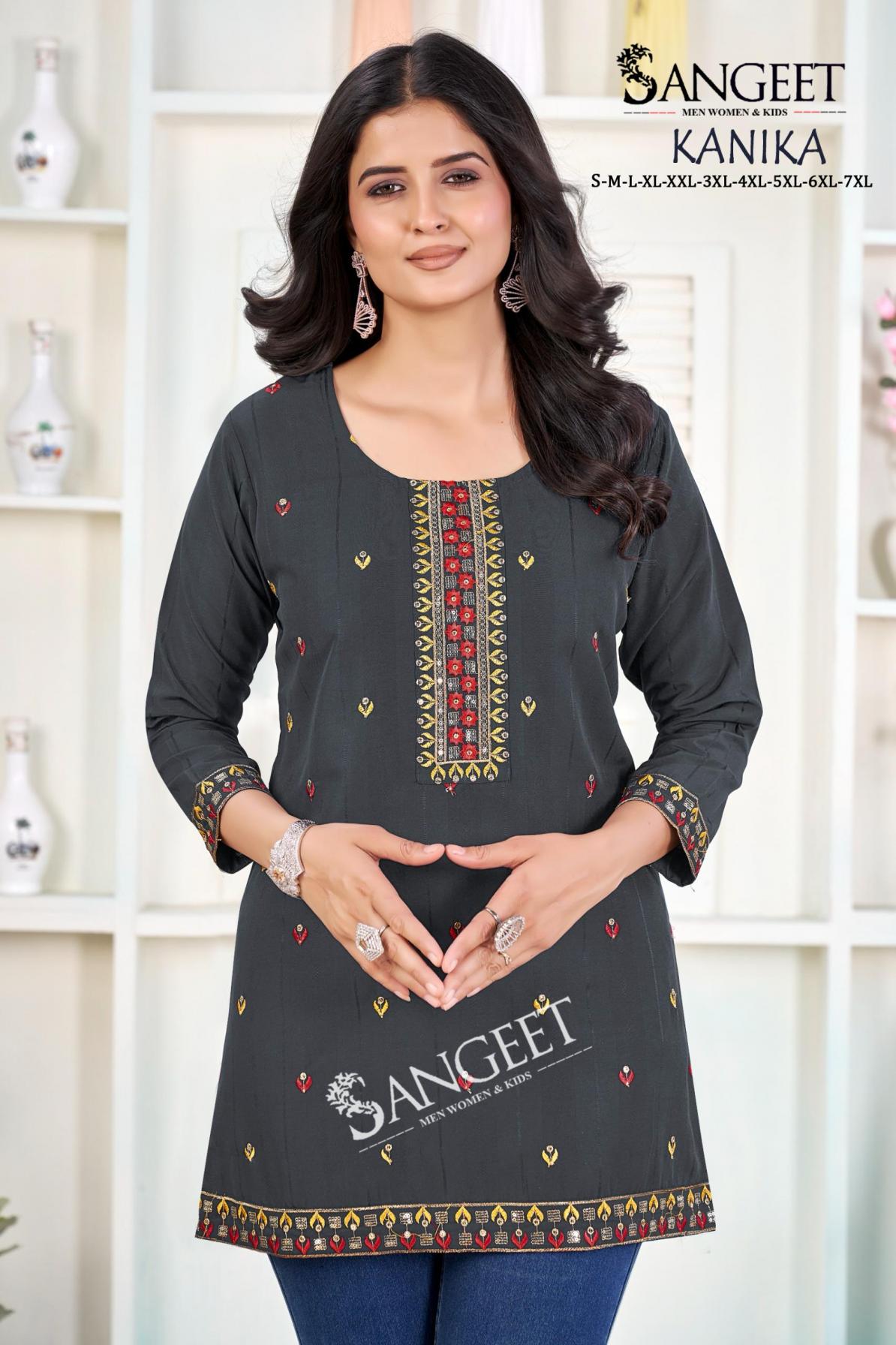 SANGEET KANIKA RAYON POPULAR DESIGN FULLY STITCH SHORT KURTIS ONLINE
