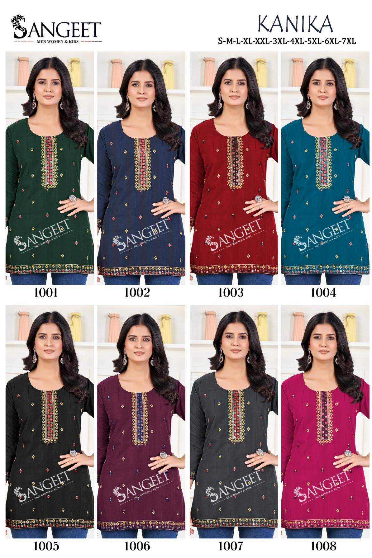 SANGEET KANIKA RAYON POPULAR DESIGN FULLY STITCH SHORT KURTIS ONLINE