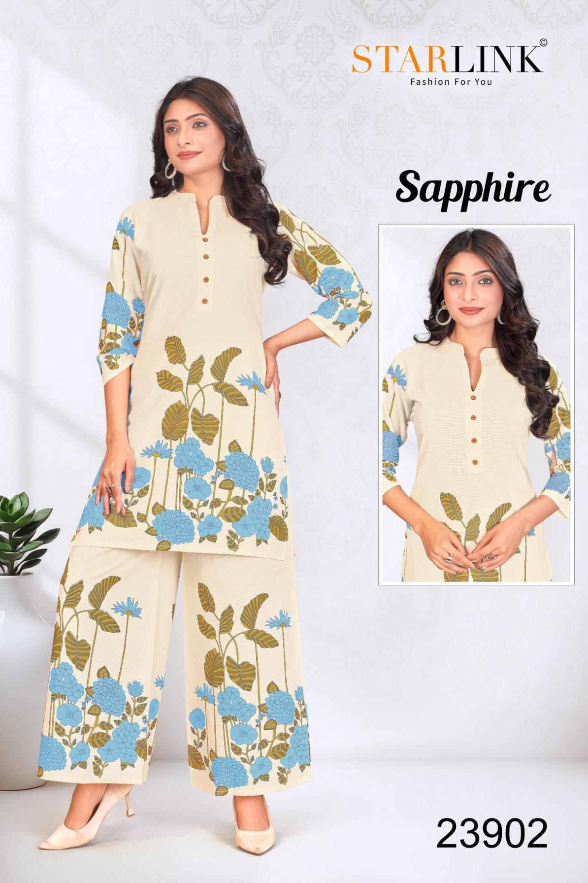SAPPHIRE BY STARLINK JAIPUR COTTON FLEX READYMADE STYLISH COMBO CO-ORD SETS