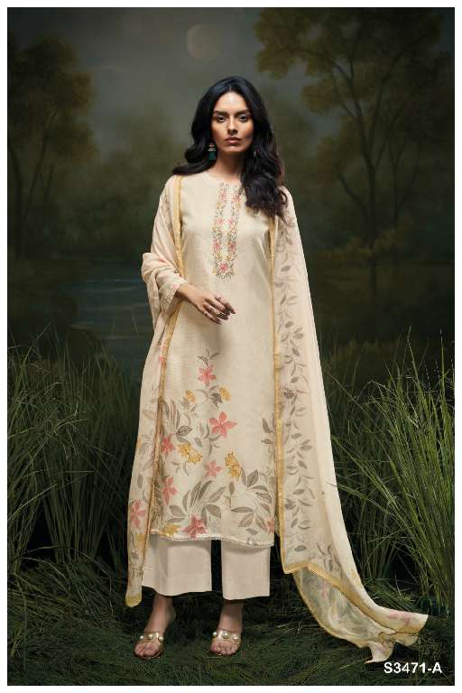 GANGA GENIKA S3471 WHOLESALE PREMIUM COTTON SEMI STITCHED DESIGNER SALWAR SUITS