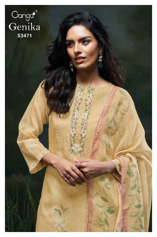 GANGA GENIKA S3471 WHOLESALE PREMIUM COTTON SEMI STITCHED DESIGNER SALWAR SUITS