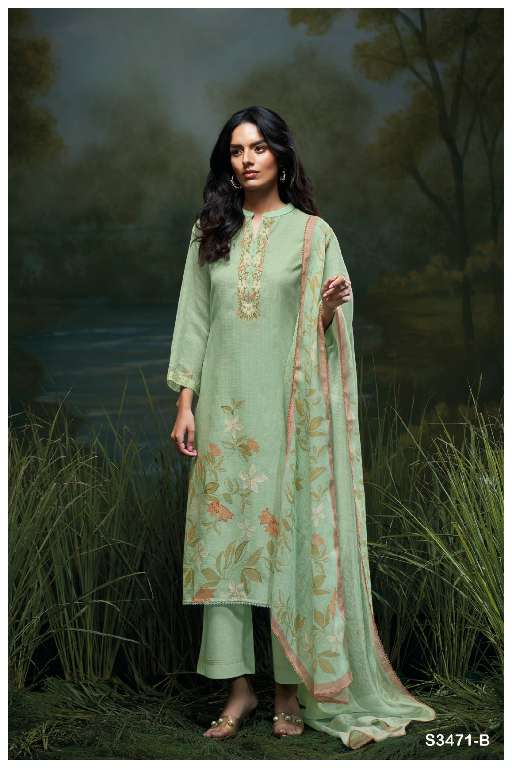 GANGA GENIKA S3471 WHOLESALE PREMIUM COTTON SEMI STITCHED DESIGNER SALWAR SUITS