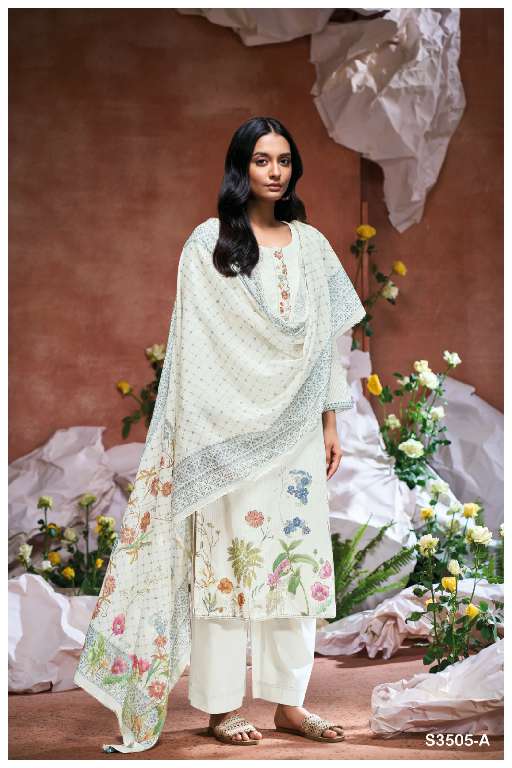 GANGA PRESENT EILIDH S3505 WHOLESALE WHITE COLOR CONCEPT CASUAL SUITS