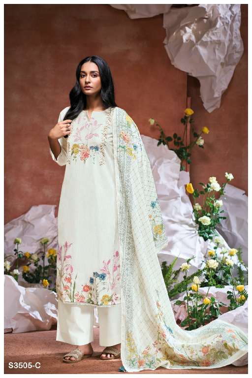 GANGA PRESENT EILIDH S3505 WHOLESALE WHITE COLOR CONCEPT CASUAL SUITS