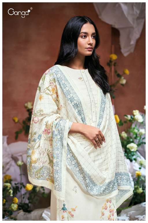 GANGA PRESENT EILIDH S3505 WHOLESALE WHITE COLOR CONCEPT CASUAL SUITS
